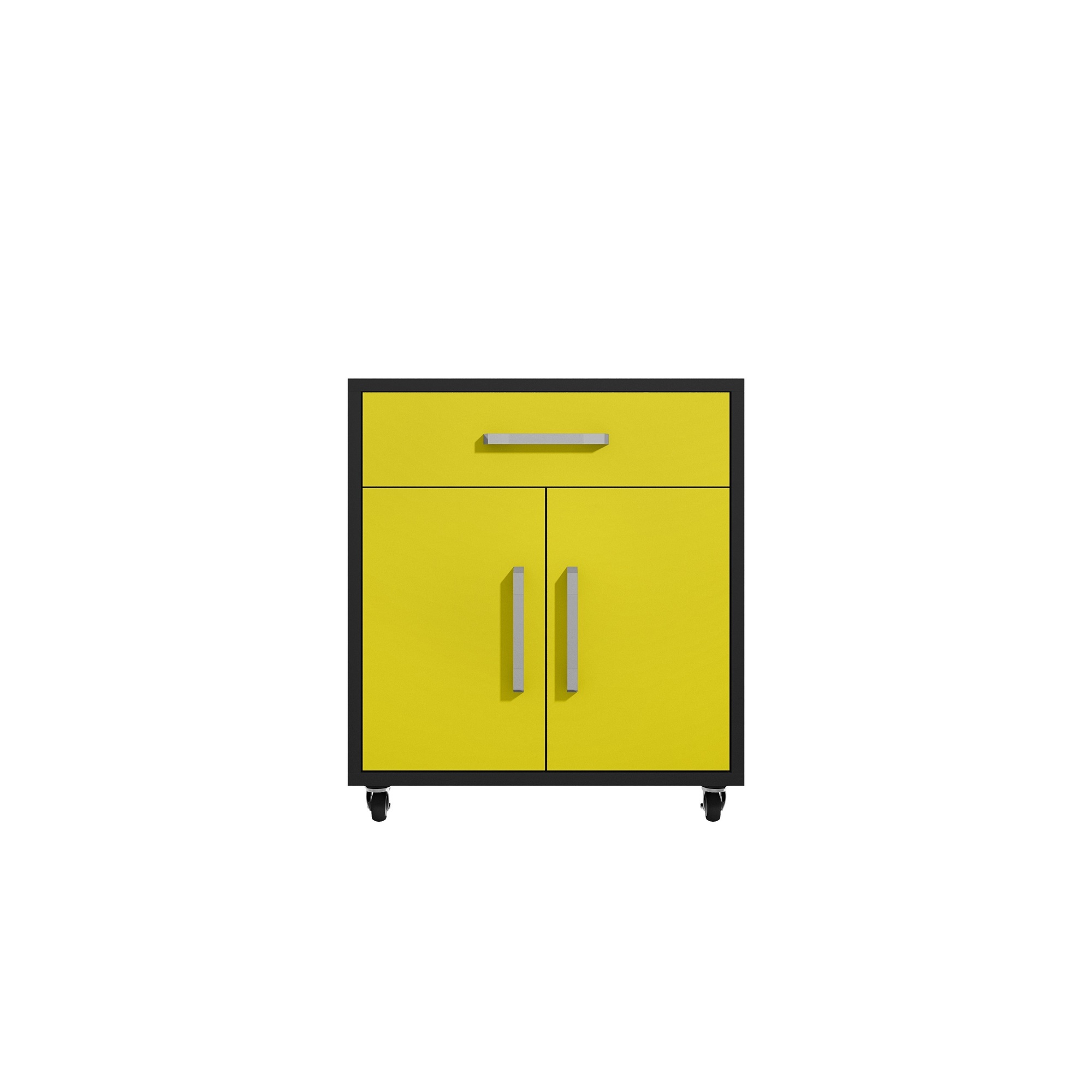 Manhattan Comfort, Eiffel 28.35 Mobile Garage Storage Cabinet, Yellow, Height 34.41 in, Width 28.35 in, Color Yellow, Model# 252BMC